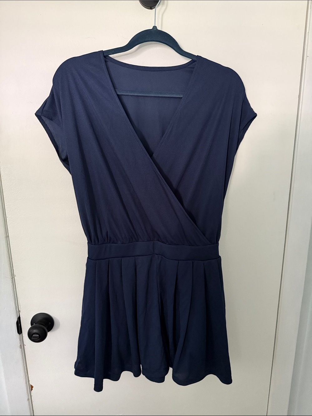 HALARA Navy Wrap-Style Short Sleeve Romper